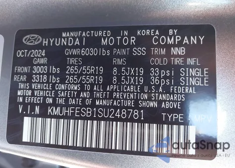 2025 Genesis Gv80 2.5T Standard Awd из США, поврежденный, VIN KMUHFESB1SU248781